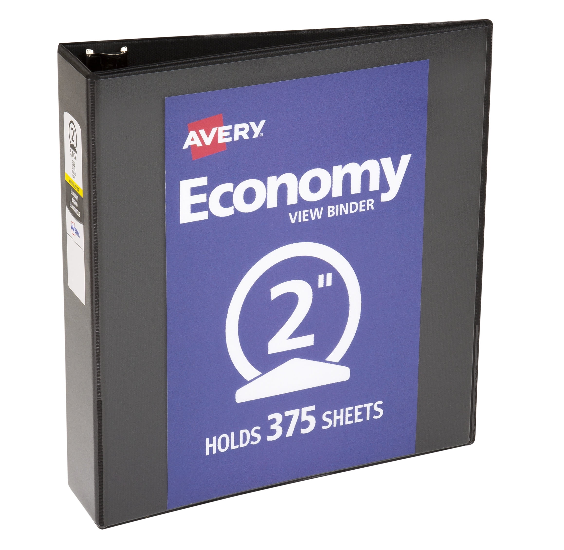 Avery Economy View 3 Ring Binder, 2" Round Rings, 1 Black Binder (05781
