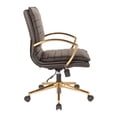 thumbnail image 4 of Mid-Back Faux Leather Chair with Gold Finish in Black Faux Leather, 4 of 6