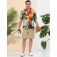 thumbnail image 3 of Lars Amadeus Camisa con estampado floral para hombre Camisas de playa de verano de manga corta con botones Verde blanco XL, 3 of 6