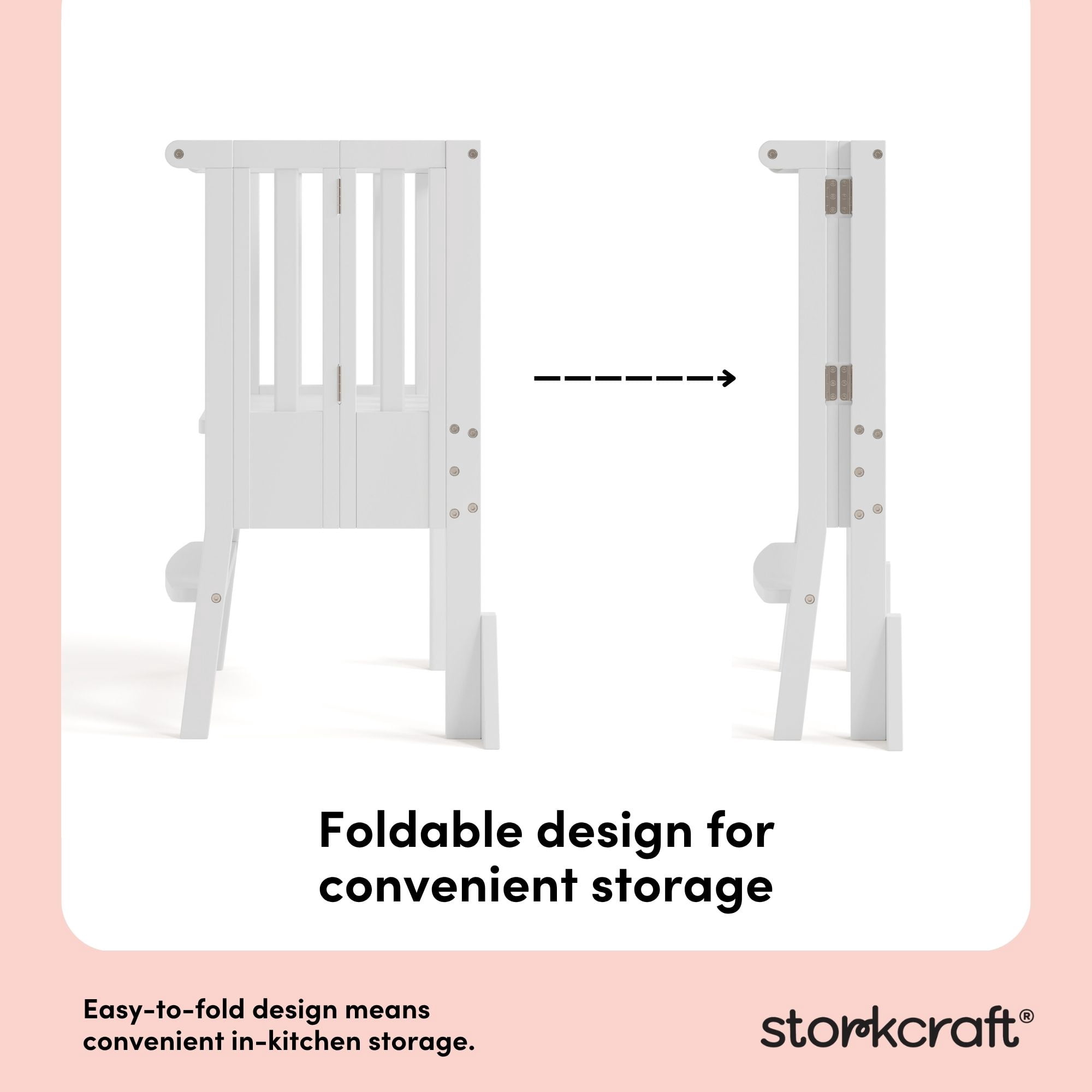 Storkcraft Toddler Montessori Foldable Step Stool, White