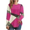 thumbnail image 1 of FAIWAD Women's Long Sleeve Tunic Tops Round Neck Color Block Plus Size Comfy Pullover Tops, 1 of 5