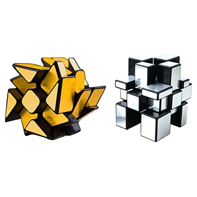 TANCH Mirror Speed Cube Set 2 Pack de 3x3 Mirror Silver Cube y Gold Wheel Cube Twisty Skew TANCH TANCH