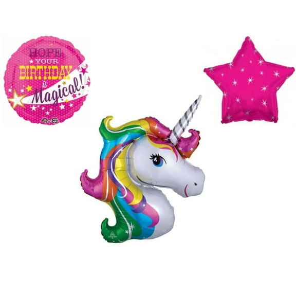 3 pc Unicorn Magical Birthday Party Balloons Decoration Supplies