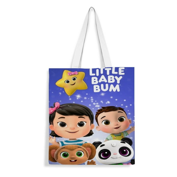 Little Baby Bum Bolso de tela con estampado de lienzo para mujer, bolsa de compras reutilizable y estética, con cremallera interior, regalo para mujer,38*45cm.