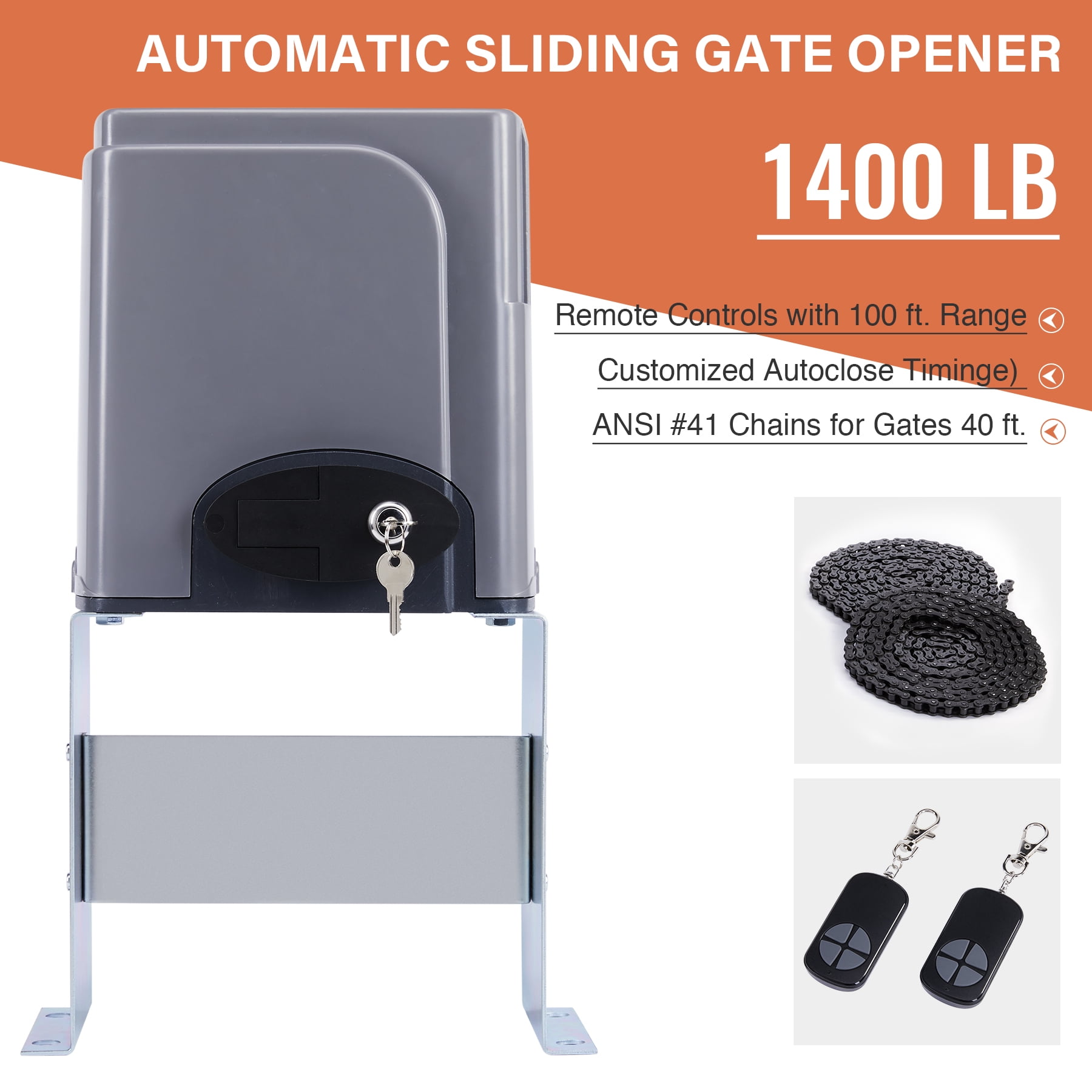 Details about   Automatic Sliding Gate Opener Hardware Driveway Door Operator Kit 4400lb/2000KG 