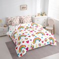 thumbnail image 2 of Manfei Crayon Rainbow Full Size Bedding Sets, Love Heart Groovy Full Size Bed in a Bag, White, Polkadot Reversible, 7-Piece, 2 of 6
