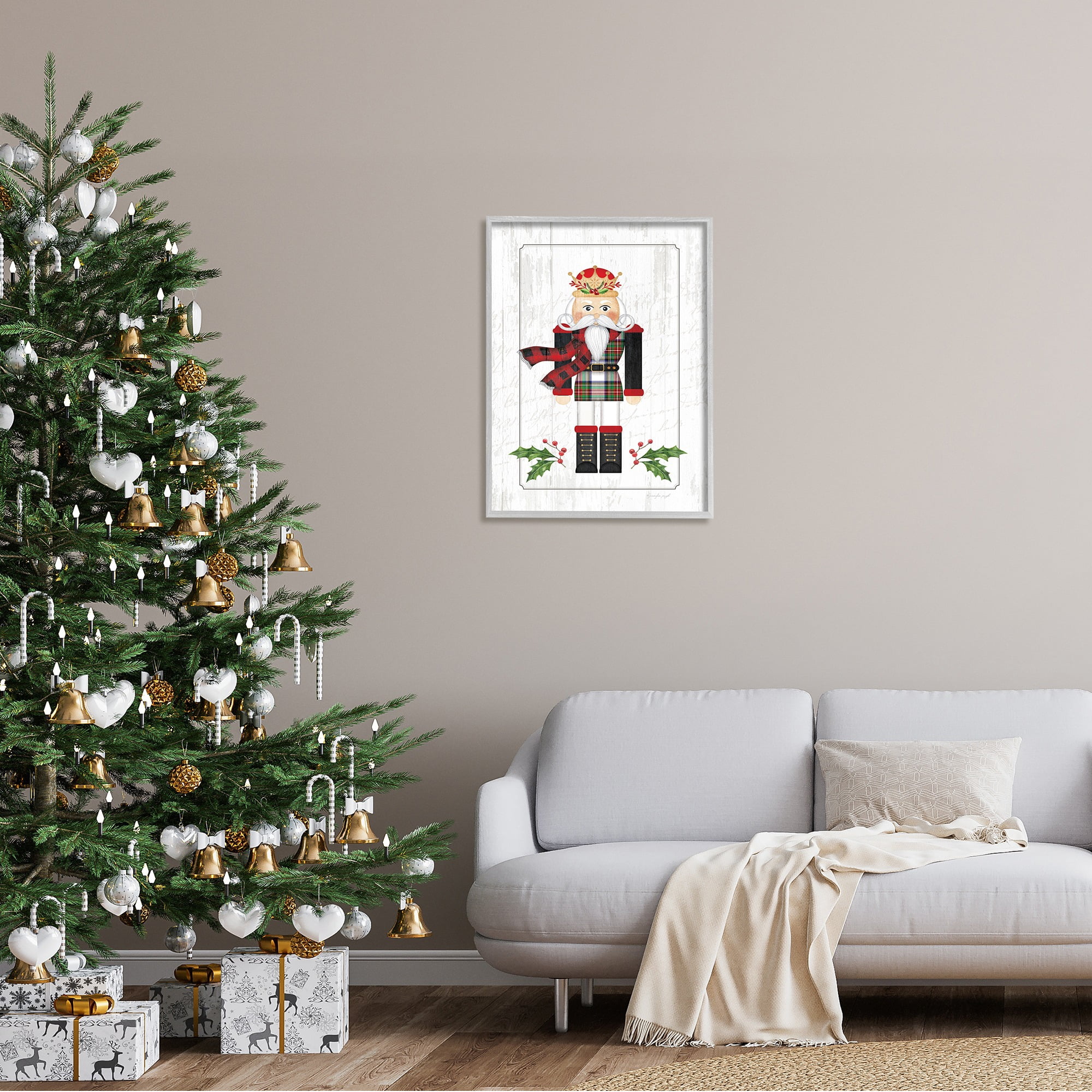 Stupell Industries Winter Holly Nutcracker Royal Crown Christmas Plaid, 24 x 30,Design by Jennifer Pugh