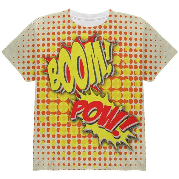 Halloween Boom Pow Vintage Comic Book Costume All Over Youth T Shirt Multi YSM