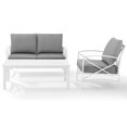 thumbnail image 3 of Crosley Kaplan 3 Piece Patio Sofa Set in Gray and White, 3 of 11