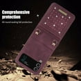 thumbnail image 7 of K-Lion Luxury Wallet Case for Samsung Galaxy Z Flip 4 Bling Diamond Sparkle Card Slot Holder Ultra Slim Thin Leather Flip Purse Case with Detachable Shoulder Strap For Samsung Galaxy Z Flip 4,Winered, 7 of 7