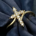 thumbnail image 3 of Diamond Cross Ring: Copper Christian Jesus Ring for Women, Sterling Silver Inlaid Gemstones, European Style Letter/Number/Text Design, 3 of 4