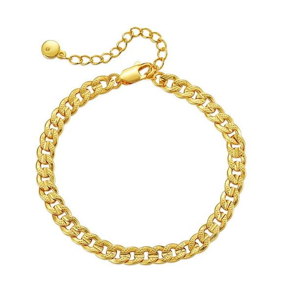 Brass Plated True Gold Color-Preserving Bracelet Cuban Metallic Classic All-Match Flat Chain Bracelet