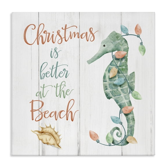 Stupell Industries Rustic Lodge Christmas Better At Beach Canvas Art, 17 x 17, by Deane Beesley