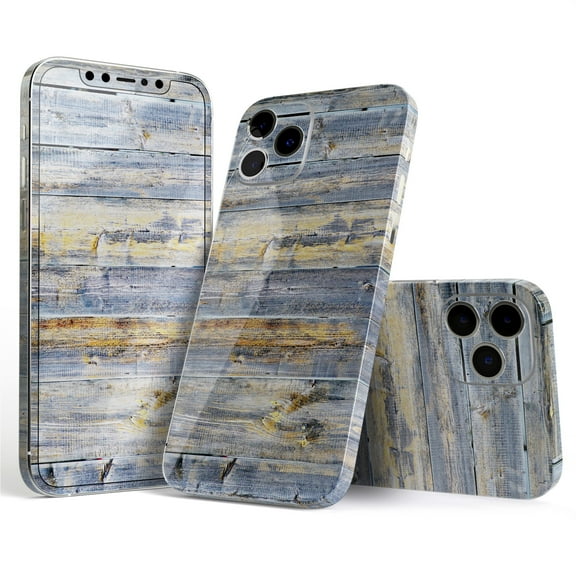 DesignSkinz Vintage Wooden Planks with Yellow Paint Full-Body Skin Decal Wrap Cover for iPhone 16