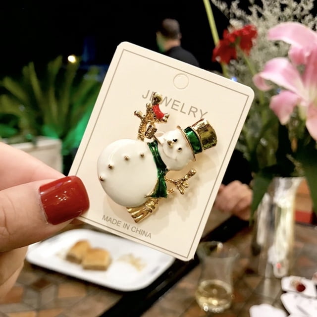 xihome Broche navideño de esmalte, accesorio festivo para fiestas, cierre de metal dorado