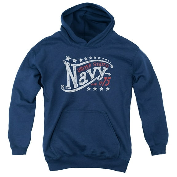 Navy - Stars - Youth Hooded Sweatshirt - X-Large