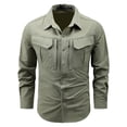 thumbnail image 3 of Havenx Men's Safari Fishing Shirts Long Sleeve Button Down Upf 50+ Shirts with Zipper Pockets Sun Protection Dress Summer Travel Work Hiking Fishing Cooling Clothing,Green 2XL, 3 of 6