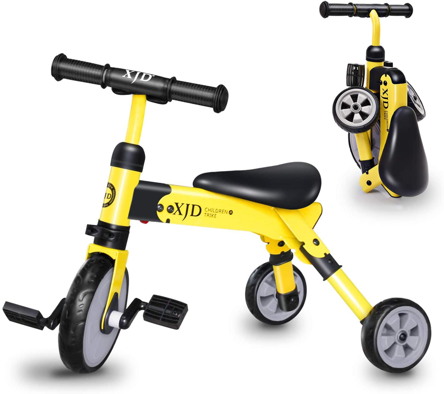2 in 1 Kids Tricycles for 2-4 Years Toddler Bike 3 Wheels Folding Walking Trike 