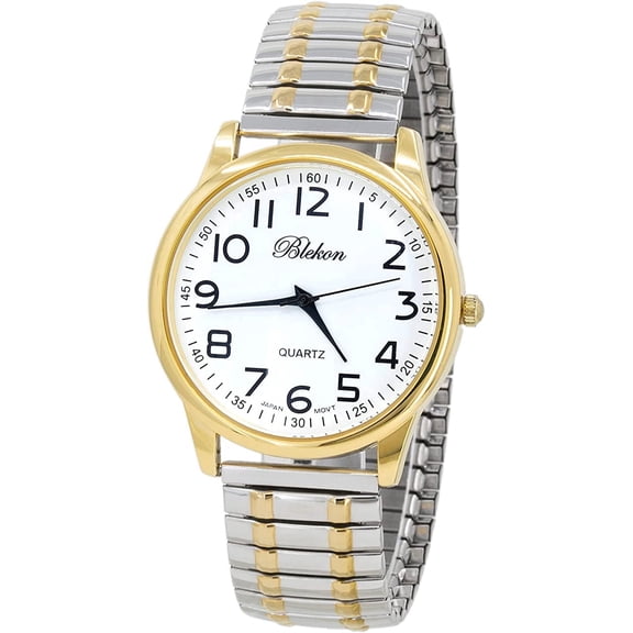 Blekon Collections Unisex 40mm Large Face Analog Japanese Quartz Watch, Easy Read Dial, Stretch Bracelet Wrist Watch for Men & Women, Fashion Watch
