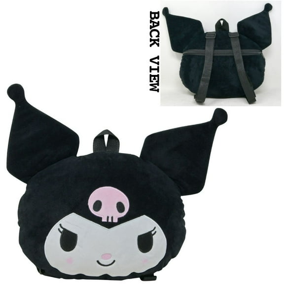 Hello Kitty Kuromi Head Shaped Plush Backpack 10x13"