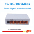 thumbnail image 2 of Commutateur Réseau Gigabit 5 Ports 1000 Mbps Ethernet Commutateur Intelligent Haute Performance RJ45 Hub Répartiteur Internet Prise US, 2 of 6