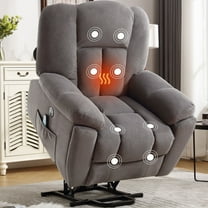 PAPROOS Lift Chairs for Elderly, Electric Massage Lift Recliner with Heating and Vibration Functions, Heavy Duty Fabric Lounge Sofa with Cup Holders, USB Port and Side Pockets, Gray