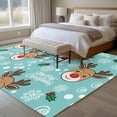 thumbnail image 5 of Christmas Blue 5'x7' Area Rug, Xmas Cute Elk Winter Leaves Cartoon Snowflake Washable Non-Slip Soft Rugs, Low-Pile Large Carpet for Living Room Bedroom Dining Room, Non-Shedding Accent Rug, 5 of 9