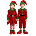 thumbnail image 4 of Grblisyd Kids Christmas Set Santa Claus Helper Elf Costume Outfits Long Sleeve Dress Hat Stockings, 4 of 4