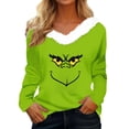thumbnail image 1 of Women's Christmas Long Sleeve V-Neck T-Shirt Floral Pattern Polyester Blend Junior Fall Polyester Blend Junior Fall Winter Tee FN24749, 1 of 10