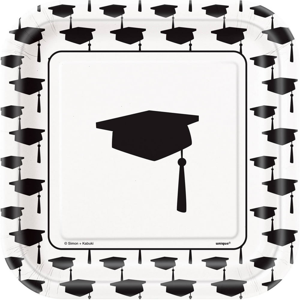 Square Classic Graduation Paper Plates, 7 in, 10ct