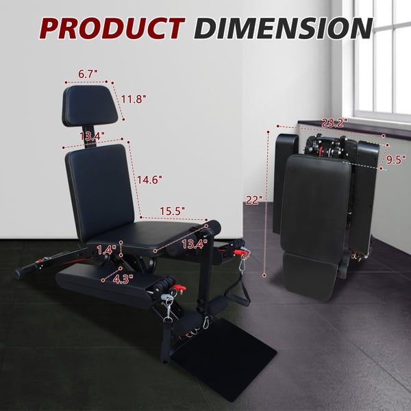 Ambifirner 660lbs Capacity Adjustable Fitness Chair - 7-in-1 Foldable Weight Bench w/Resistance Bands & Ankle Straps, Heavy Duty Steel Frame Home Gym Equipment for Full Body Workout (Black)