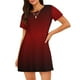 thumbnail image 1 of Fotbe Red Geometric Bata de Dormir para Mujer con Estampado, Camisón de Algodón de Manga Corta, Ropa de Dormir Casual, 1 of 6