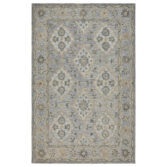 Ox Bay Epoch 9' x 12' Blue/Gray Floral Lattice Hand-Tufted Wool Blend Indoor Area Rug