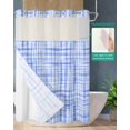 thumbnail image 2 of No Hook Shower Curtain with Snap in Liner, Watercolor Blue Check Plaid Hotel Shower Curtains for Bathroom, Washable Shower Curtain Liner Set with Mesh Top Window, 60"x72", 2 of 6