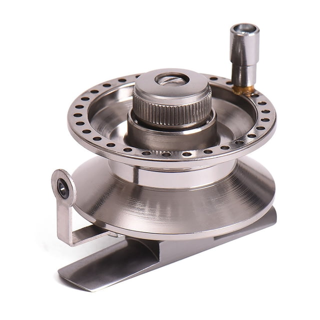 Moulinet de Pêche Moulinet de Pêche sur Glace Bouton de Fuite Réglable Tout en Alliage d'Aluminium CNC Processus Guide Droit Fiable BLT-50 (Main Droite)
