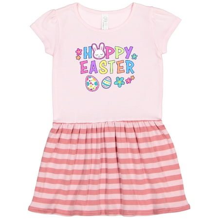 

Inktastic Happy Easter with Bunny Face and Easter Eggs Gift Toddler Girl Dress
