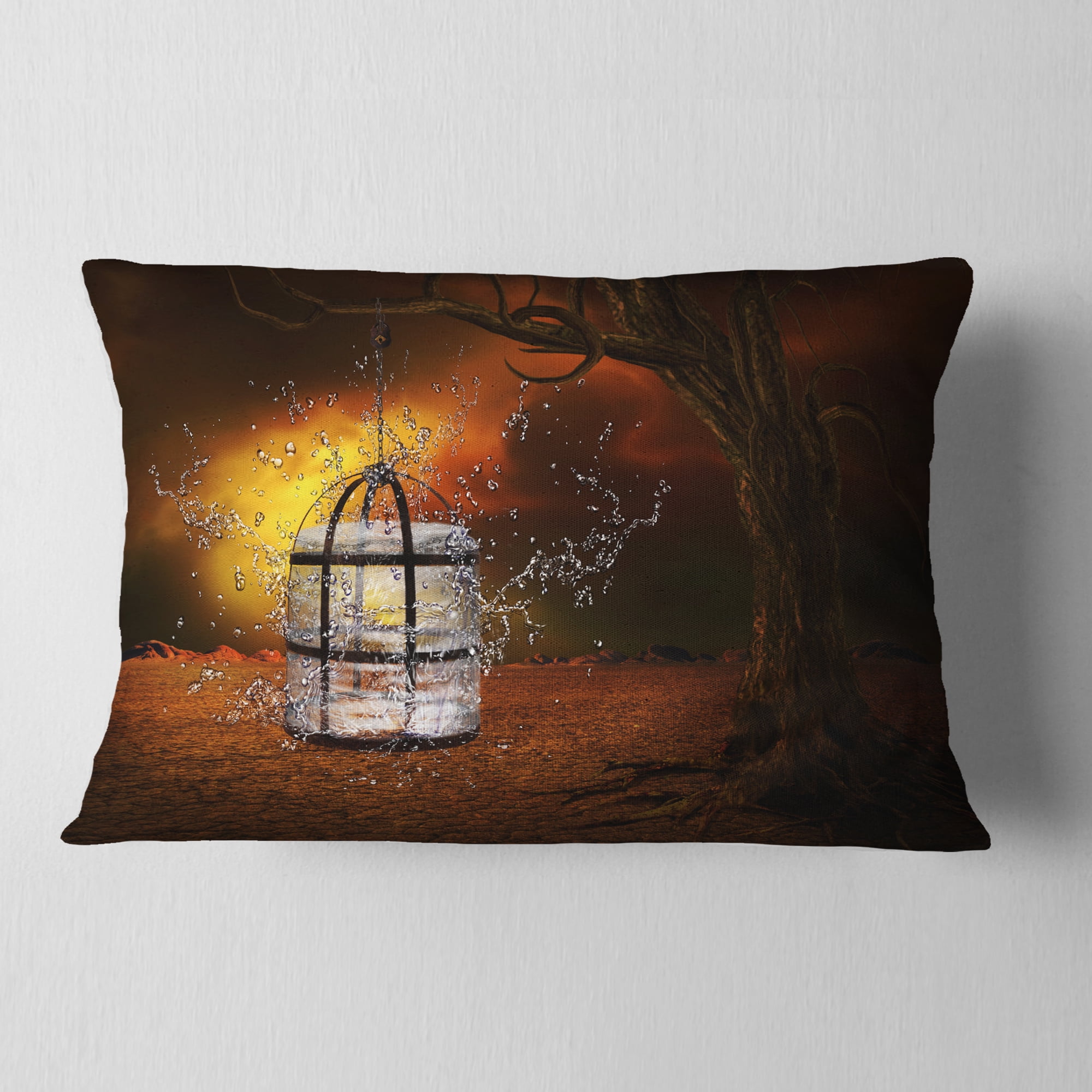 Designart Water Locked Cage - Abstract Throw Pillow - 12x20