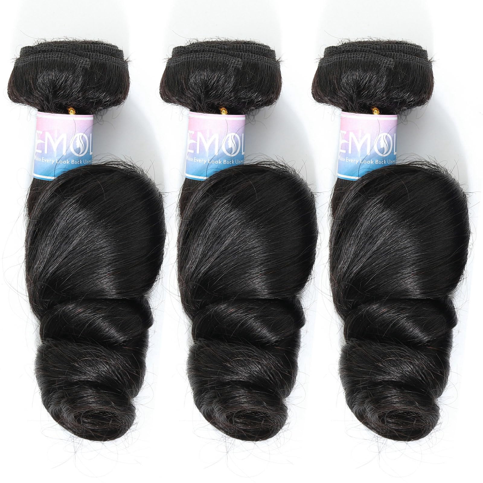 Loose Wave 3Bundles Human Hair Extensions 100% Unprocessed Curly Human Hair Bundles Wet and Wavy Hair, 3Bundles enough to full head