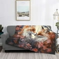 thumbnail image 2 of Fuzoiu Romantic Flower Fox Print Flannel Blanket,Throw Blanket,Flannel Home Decor,Fleece Bed Blankets,Cozy Soft Blanket for Bed, Sofa, Camping, and Travel-50"x40", 2 of 6