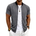 thumbnail image 2 of Full Zip T Shirts for Men Short Sleeve Summer Lightweight Cardigans with Pockets Casual Athletic Workout Shirts, 2XL, 2 of 9