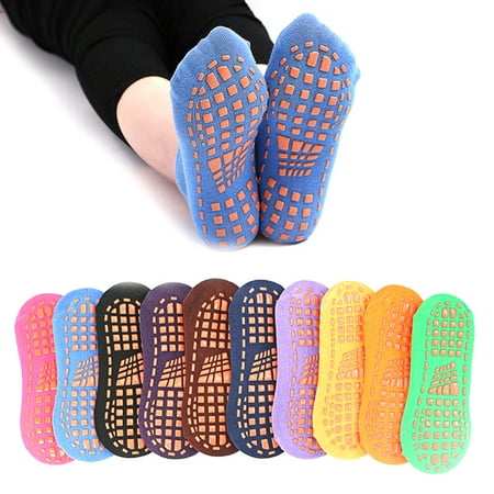 

SPRING PARK 2Pcs Unisex Adult Children Cotton Anti-slip Trampoline Yoga Fitness Gym Ballet Short Socks
