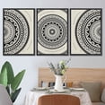 thumbnail image 3 of PixonSign Framed Canvas Print Wall Art Set Geometric Indian Mandala Polygon Pattern Abstract Shapes Illustrations Modern Art Minimalism Decorative for Living Room, Bedroom, Office - 24"x36"x3 Black, 3 of 5