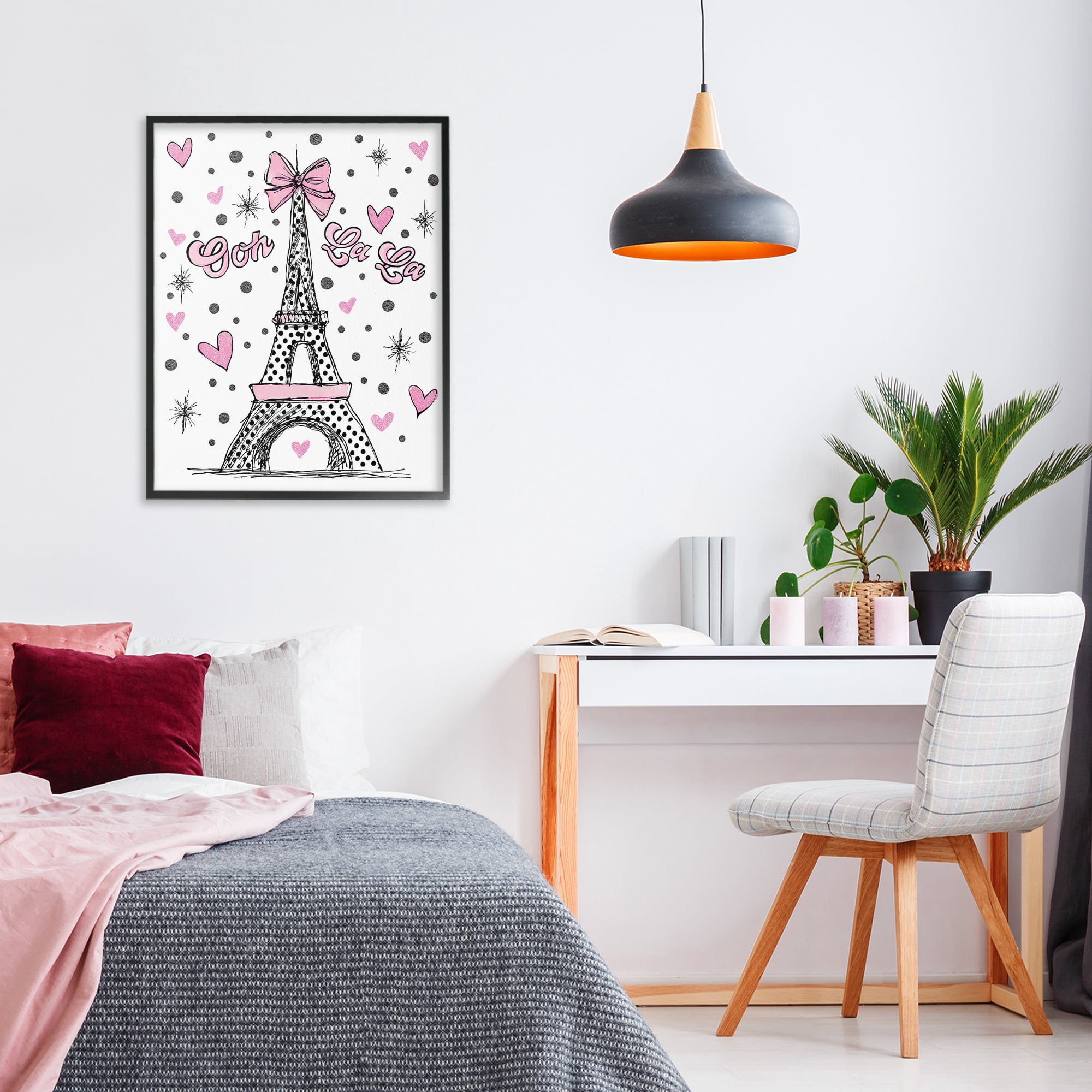 Stupell Industries Ooh La La Polka Dots Eiffel Black Framed Giclee Art, design by Jess Stempel