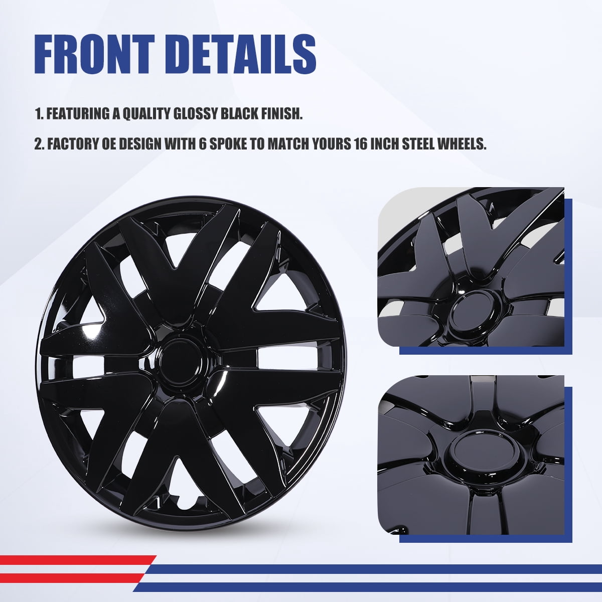 4 Pack 16 inch Steel Wheel Hubcaps for 2004-2010 Toyota Sienna,Wheel Rim Cover,Snap-On Installation,PP,Black Lacquer