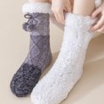 thumbnail image 6 of Fabrcox Unisex Fuzzy House Slipper Socks, Soft Plush Color Block, Non Skid Grips Fluffy Winter Indoor Crew Socks for Sleeping at Home (Gray), 6 of 8