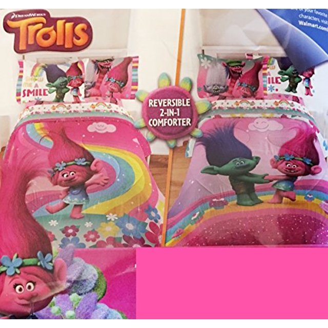 Juego de sábanas y edredón reversible DreamWorks Trolls Twin DreamWorks 646648891879