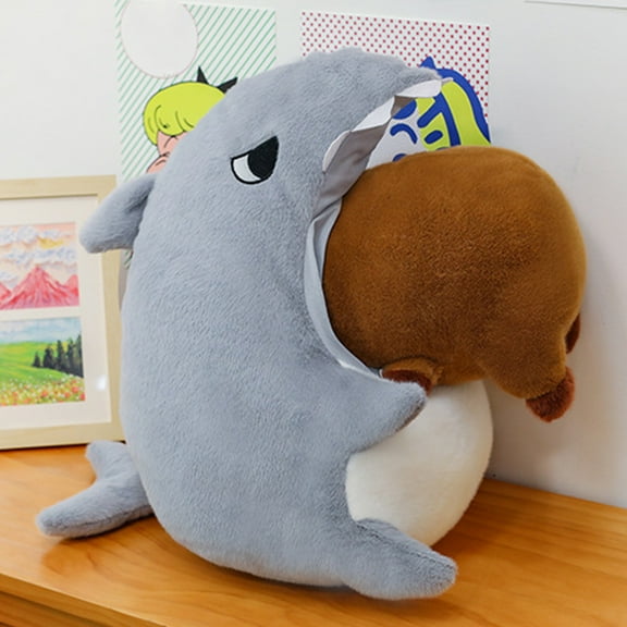 11.8" Capybara Plush Toy in Shark Costume – Cute Stuffed Animal, Kawaii Capybara Plushie Doll, Soft Cartoon Animal Gift for Kids, Girls & Fans