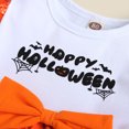 thumbnail image 3 of Vestido de malla abullonada con dibujos de arañas y mangas largas para niñas de Halloween, 3 of 6