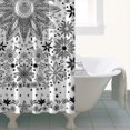 thumbnail image 5 of Small Stall Narrow Shower Curtain 36"W x 72"L – Tropical Bohemian Leaves, Mid-Century Abstract Boho Botanical Bathroom Decor, Vintage Floral Palm Leaf Pattern, Rustic Tribal Folk Style, 5 of 5