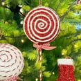 thumbnail image 1 of Set de adornos de caramelos navideños - Decoraciones colgantes de bastón de caramelo y piruletas de espuma para el árbol • 11,8x5,9 pulgadas • Cinta roja • Decoración casera para fiestas, 1 of 6